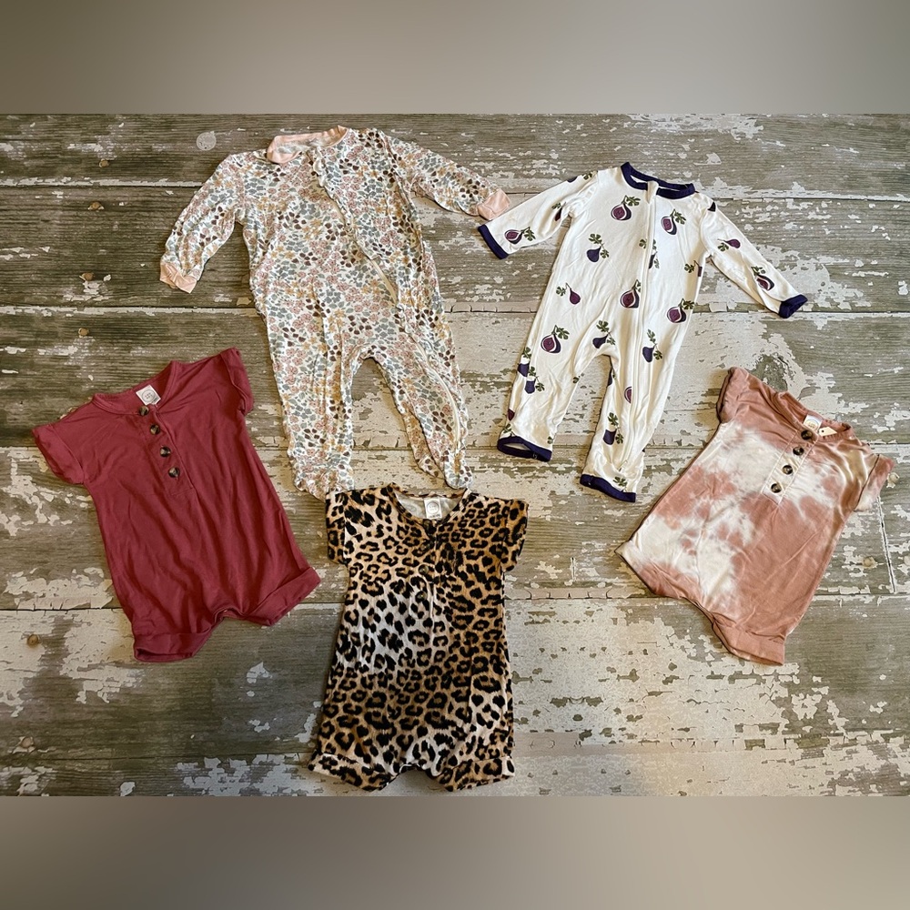 Milkberry Kyte Baby Lou Lou Bamboo Infant Girl Rompers Footed Sleepers 3/6 6/9 M